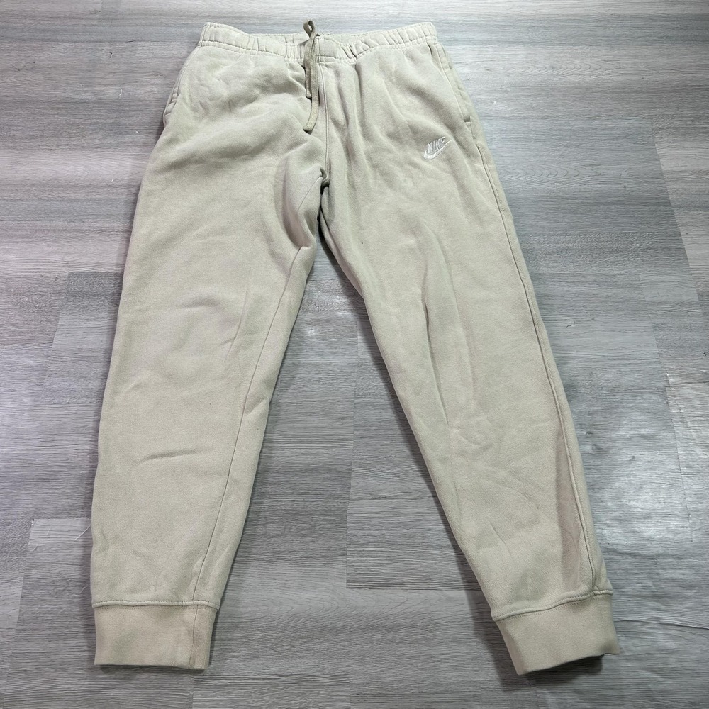 Nike Sweatpants Mens Medium Beige Fleece Jogger Elastic Waist Pockets BV2671-206